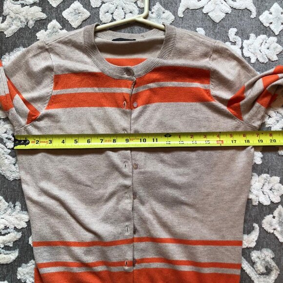 Eyn, Beige/Tan and Orange, Striped, Button Down, Women's Cardigan, Size: Medium - Picture 6 of 9